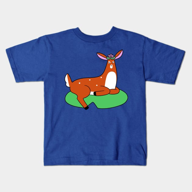 Lilypad Deer Kids T-Shirt by saradaboru